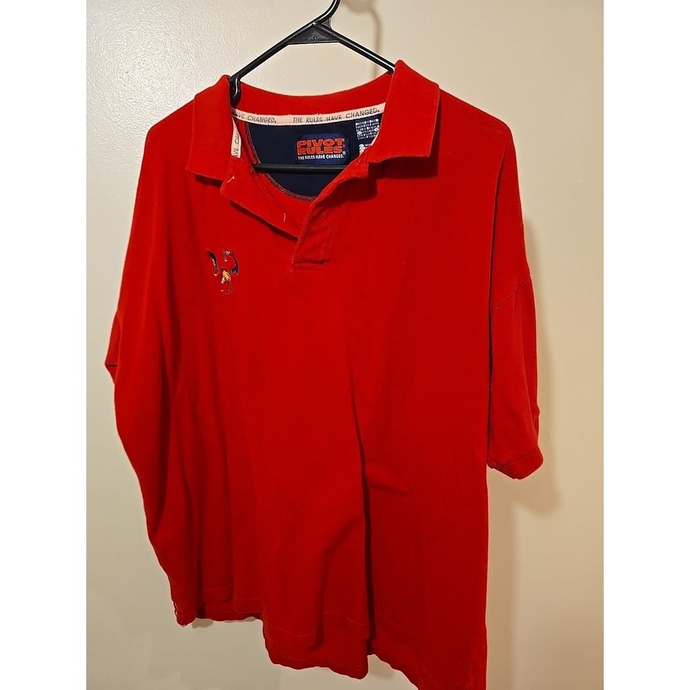 VINTAGE Pivot Rules Polo Shirt Mens XXL‎ Red Short Sleeves Embroidered